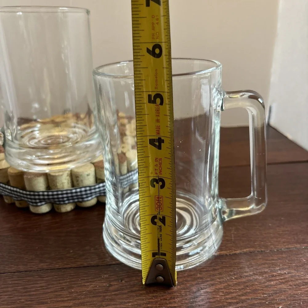 Beer Stein/Mugs Heavy Base Ringed Bottom Made in Italy - Set of 2